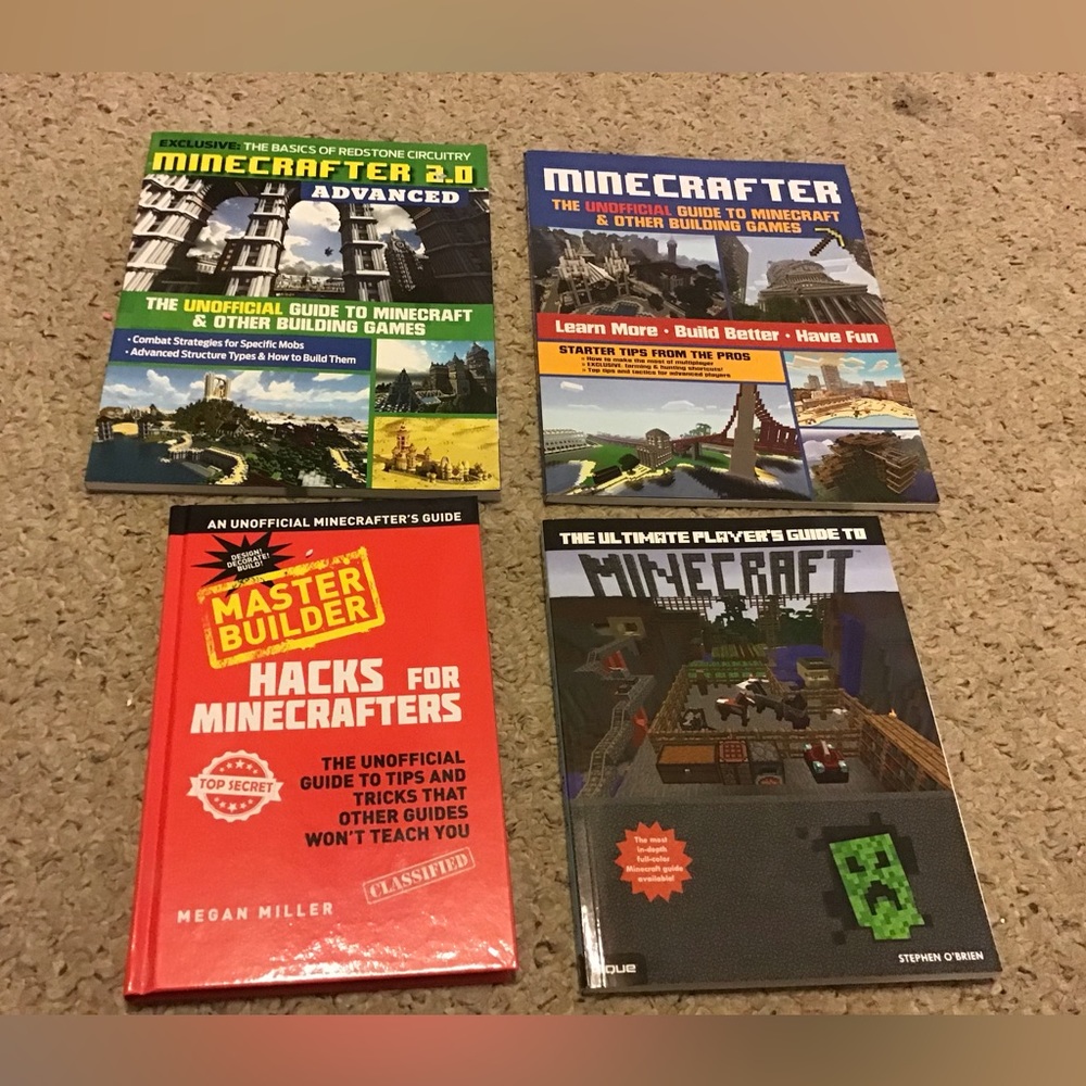 MINECRAFT LOT OF 4 BOOKS ORIG OWNER EUC GAMING ADVANCED ETC ALL 4 ONE PRICE
